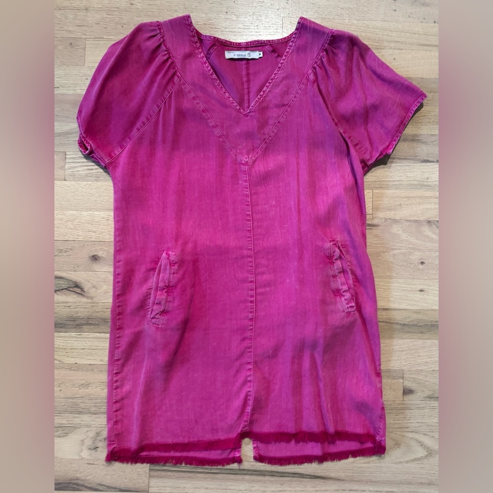 Billy T Pink Short Sleeve frayed dress